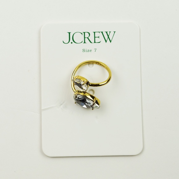 New JCREW Size 7 Teardrop Crystal Bypass Ring BX274 - Picture 2 of 2